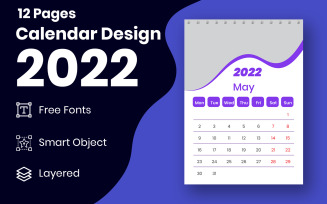 2022 Monthly Calendar Design Template