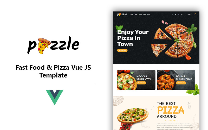 Pizzle - Fast Food and Pizza Vue Js Template Website Template