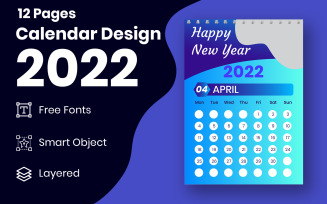 2022 Printable Calendar 12 Page Design