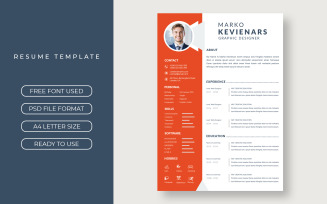 Resume Template with Sidebar and Orange Elements