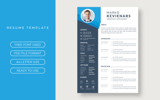 Resume with Blue and Black Accents