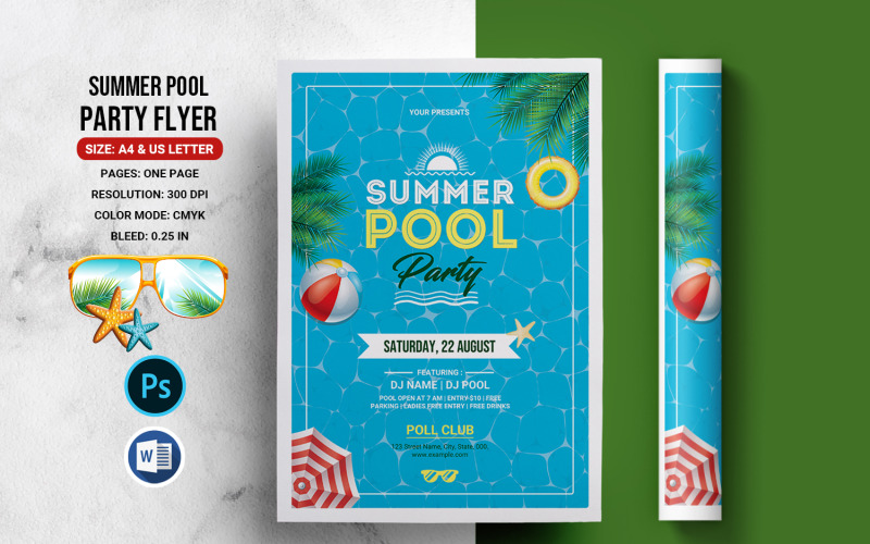 Summer Pool Party Flyer Corporate Identity Template