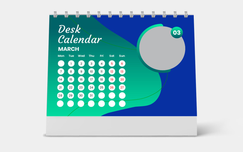 Colorful Desk Calendar 2022 Vector Design Planner
