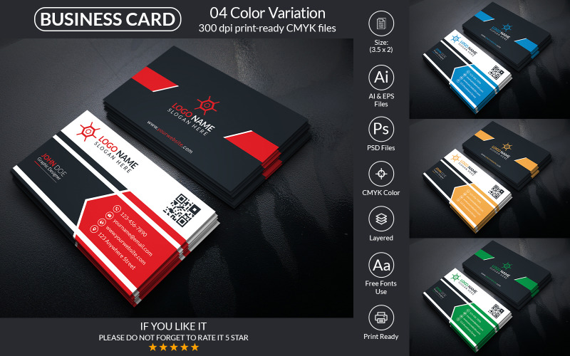 Corporate Business Card Design With PSD & Vector Corporate Identity