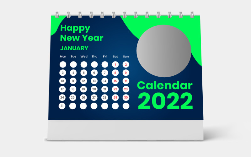 Green Cover Desk Calendar 2022 Design Planner