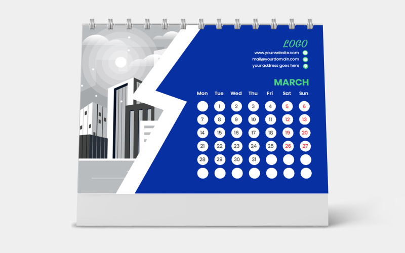 Modern 2022 Desk Calendar Template Vector Design Planner