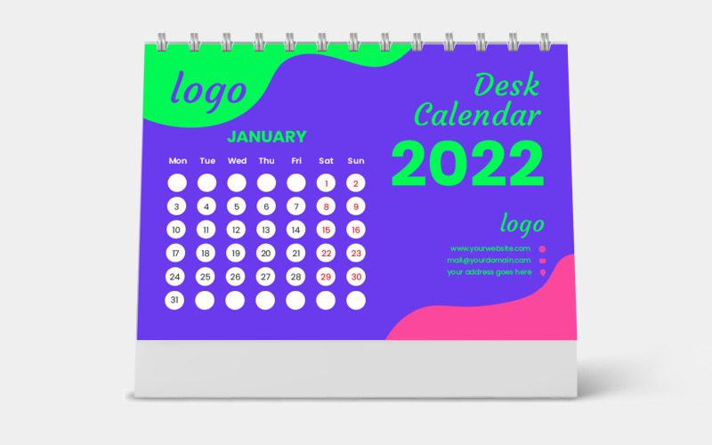 Organizer Desk Calendar Template Design 2022 Planner