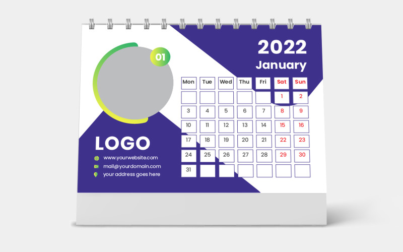 Set Desk Calendar 2022 template vector Planner