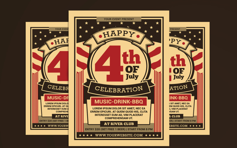 4th of July Celebration Flyer Template Corporate Identity