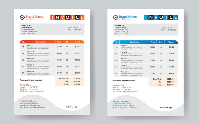 New Style Business Invoice Template Design Corporate Identity