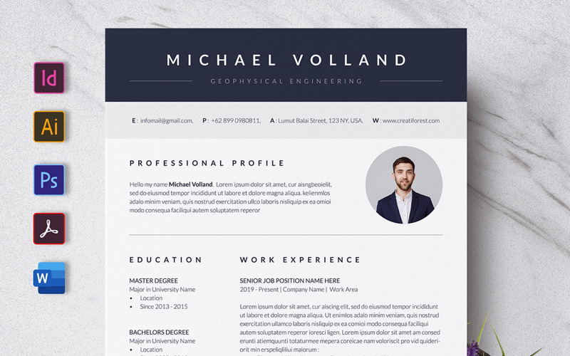 Simple and Modern Resume or CV Resume Template