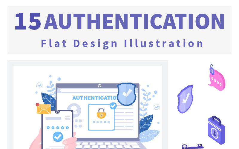 15 Authentication Security Flat Illustration