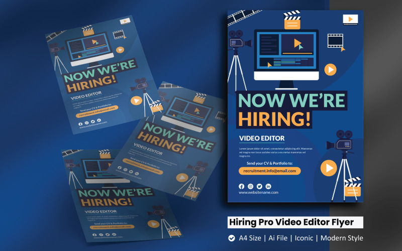 Recruitment Video Editor Flyer Corporate Identity Template