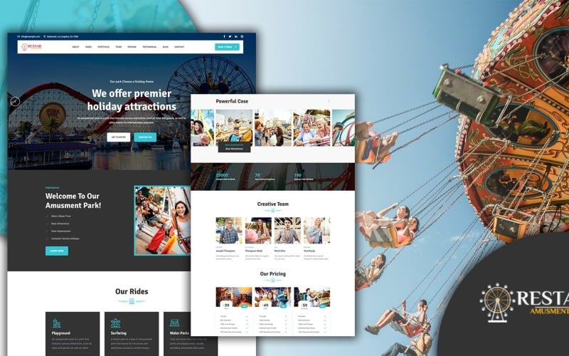 Restar Attractive Theme Park Landing Page HTML5 Template Landing Page Template