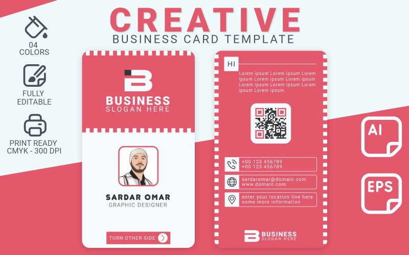 Vertical Double Side Business Card Template Corporate Identity