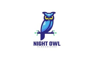 Night Owl Mascot Cartoon Logo Template