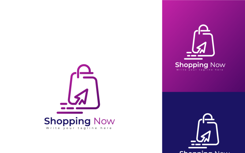 Online Shopping Logo Design With Bag Logo Template