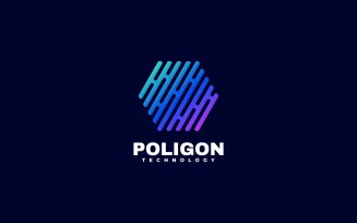 Poligon Gradient Colorful Logo