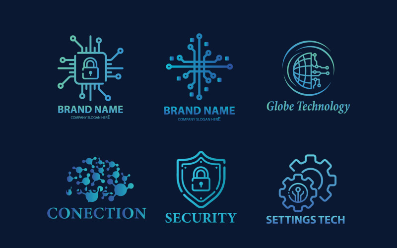 Technology Logo Design Set Logo Template