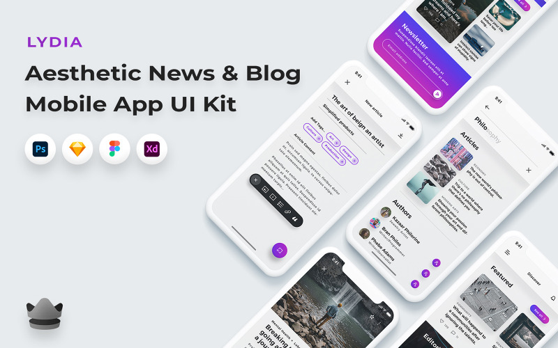 Lydia - News And Blogging App UI Kit UI Element