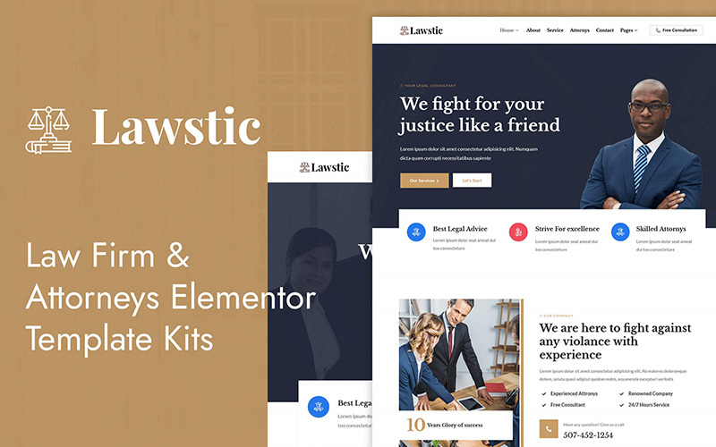 Lawstic- Lawyer Attorney Elementor Template Kit Elementor Kit
