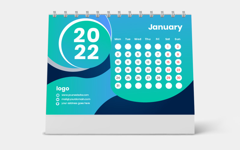 Light Green Design Set Desk Calendar 2022 Planner