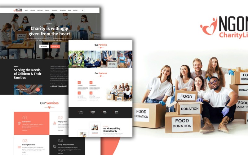 Ngom Nonprofit Donation Landing Page HTML5 Template Landing Page Template