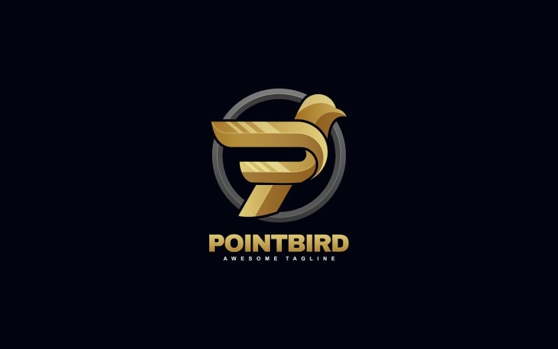 Letter P and Bird Gradient Logo Logo Template