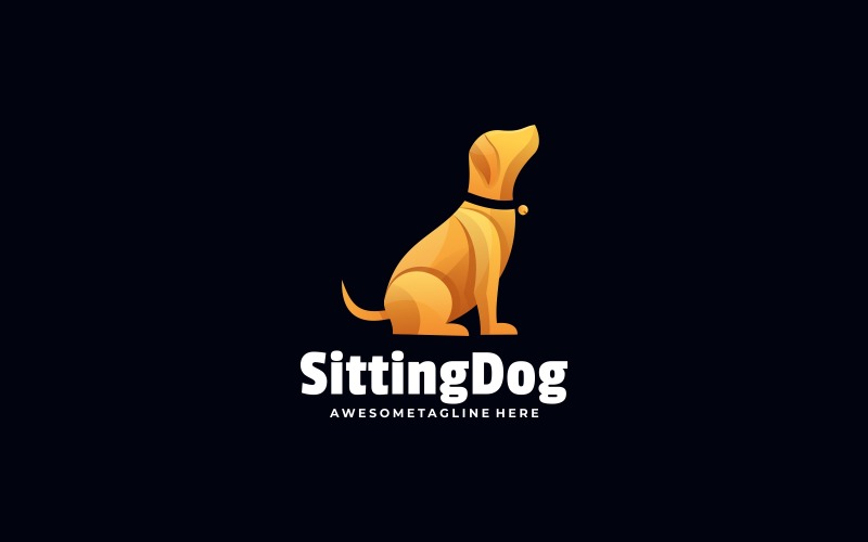 Sitting Dog Gradient Logo Logo Template