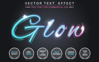 Glow Flash Stroke - Editable Text Effect, Font Style, Graphics Illustration