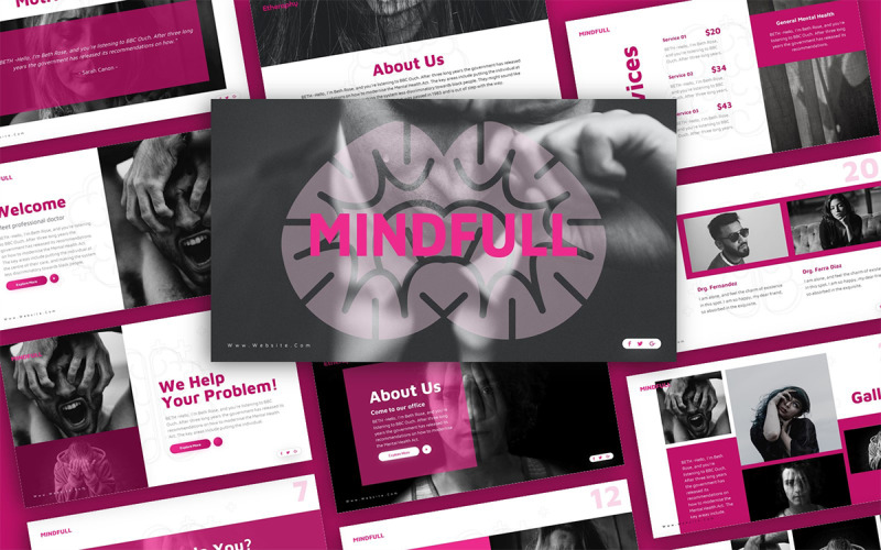 Mindfull Mental Health Presentation PowerPoint Template