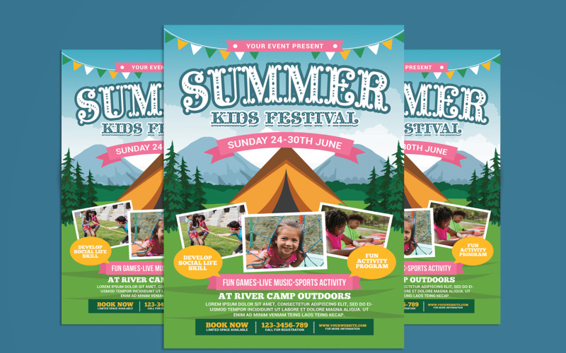 Summer Kids Camp Flyer Template Corporate Identity