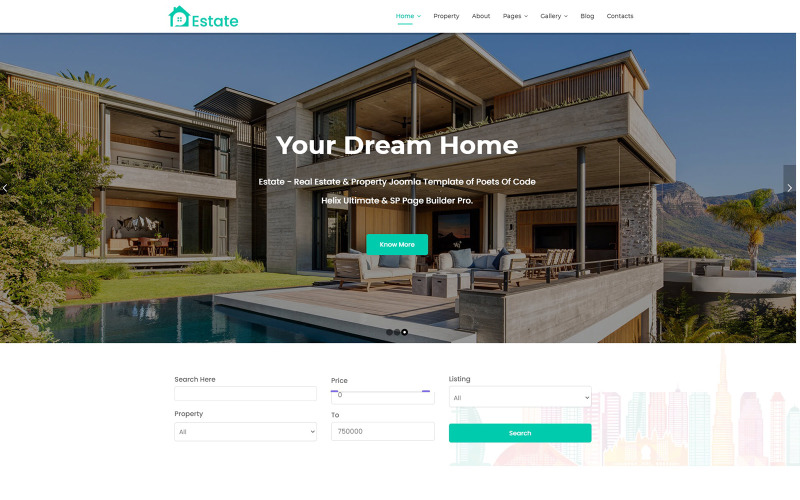 Estate - Real Estate and Property Joomla 4 and Joomla 5 Template Joomla Template