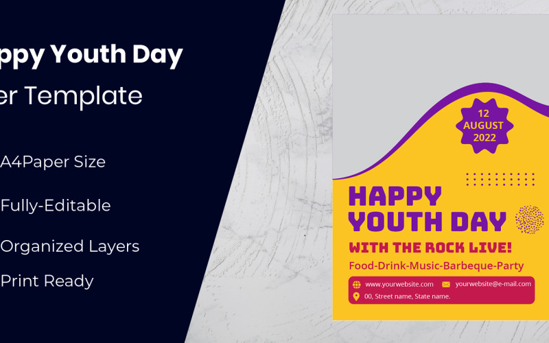 Happy Youth Day Modern Banner Design Corporate Identity