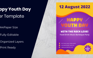 Happy Youth Day Modern Party Promotional Web Banner
