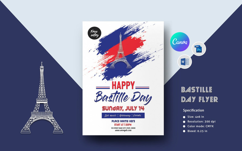 Bastille Day Celebration Flyer Template Corporate Identity