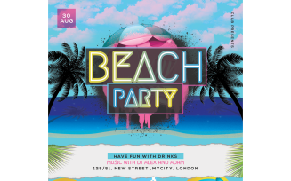 Beach Party-Layered Flyer Template