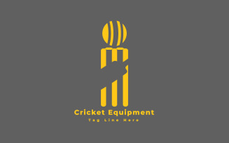 Cricket Equipment Logo Template