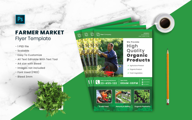 Farmer market Flyer Template vol.05 Corporate Identity