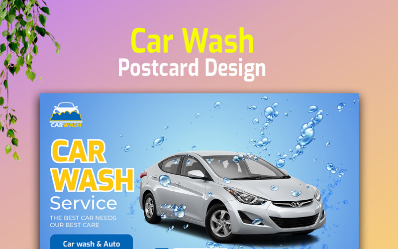 Modern Car Wash Postcard Template Corporate Identity
