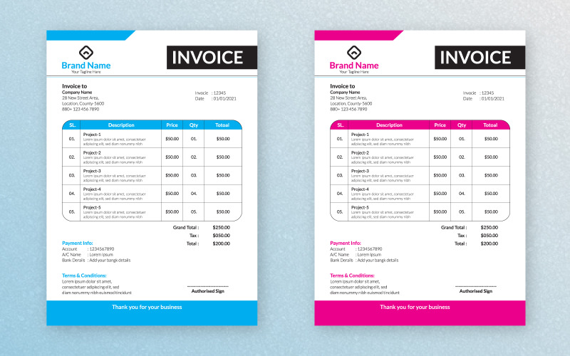 New Business Invoice template Design Corporate Identity