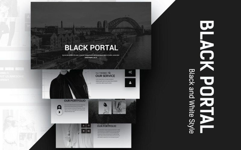 Black Portal Powerpoint Template PowerPoint Template