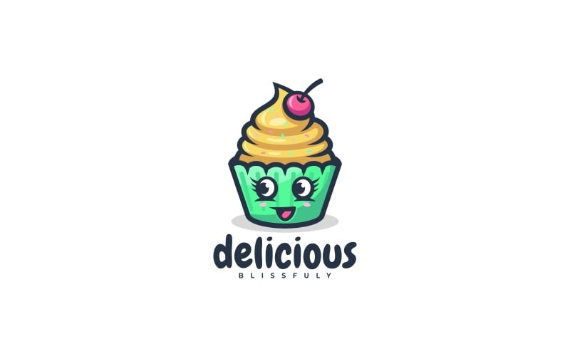 Cupcake Mascot Cartoon Logo Logo Template
