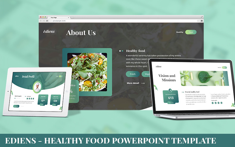 Ediens - Healthy Food Powerpoint Template PowerPoint Template