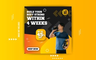 Gym Fitness Promotional Vector Sale Banner Social Media