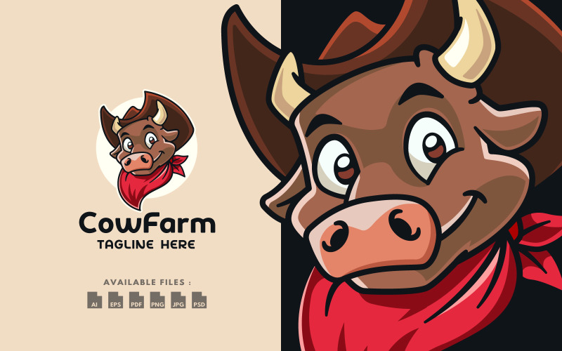 Little Cattle Farm Character Logo Logo Template