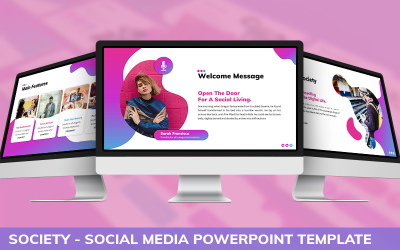 Society - Social Media Powerpoint Template PowerPoint Template