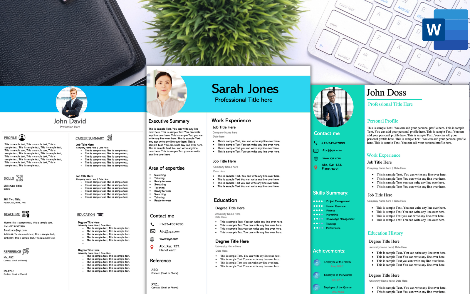 Pack of 3 Professional Resume Template