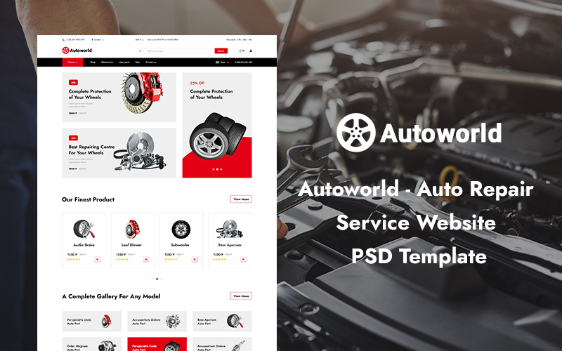 Auto Repair Service Website  PSD Template