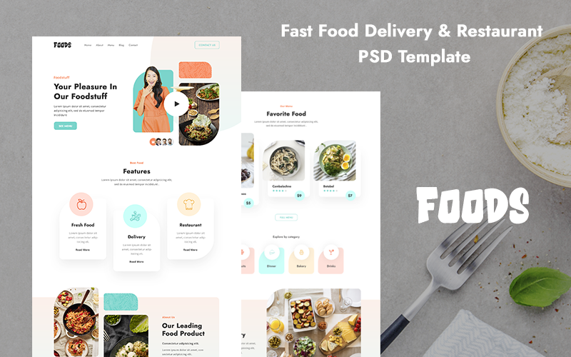 Fast Food Delivery Restaurant PSD Template
